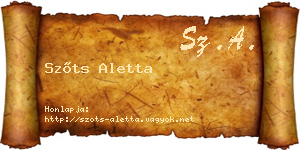 Szőts Aletta névjegykártya
